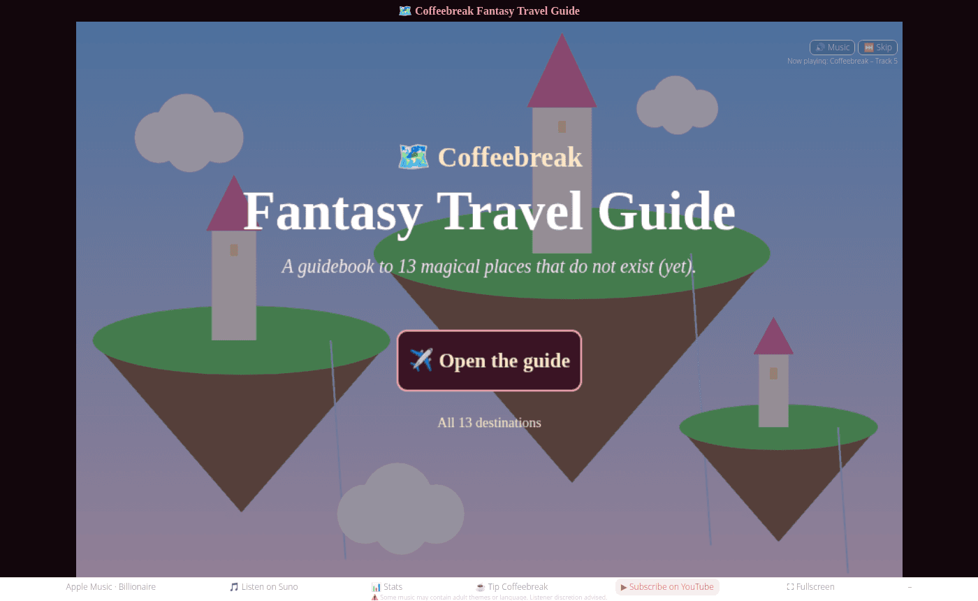 Coffeebreak Fantasy Travel Guide screenshot