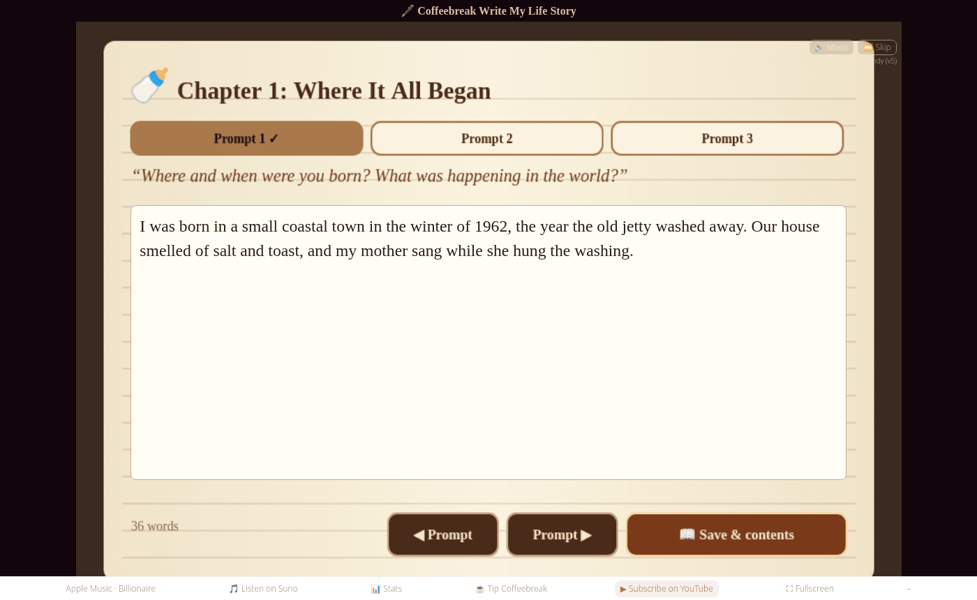 Coffeebreak Write My Life Story screenshot