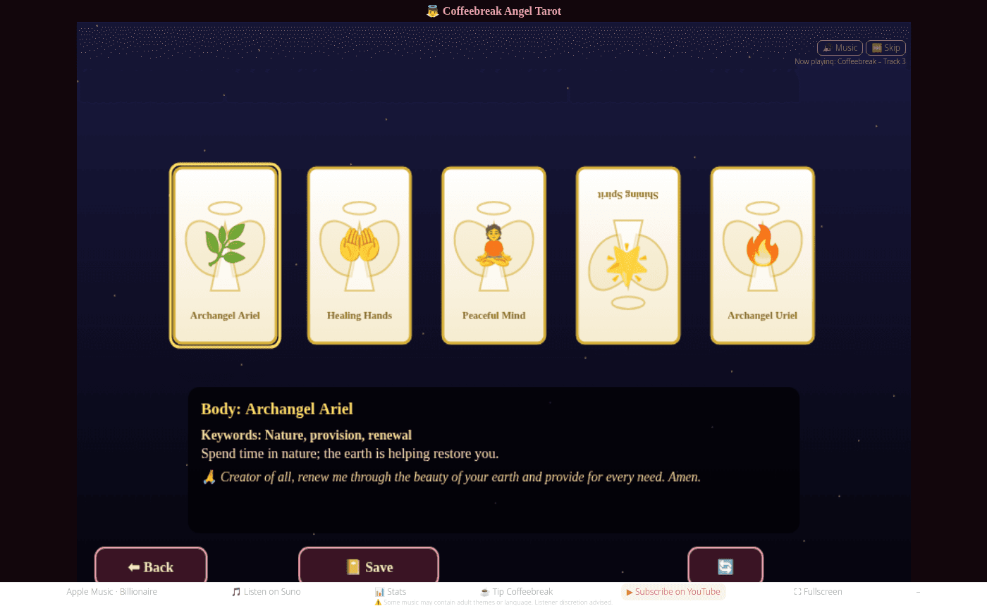 Coffeebreak Angel Tarot screenshot
