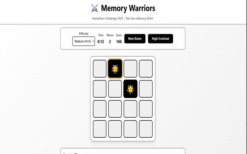 memoryGame screenshot
